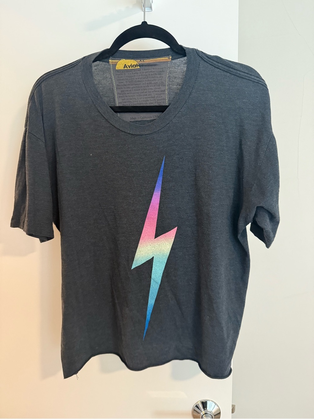Aviator Nation Crop Tee with Gradient Lightning Bolt